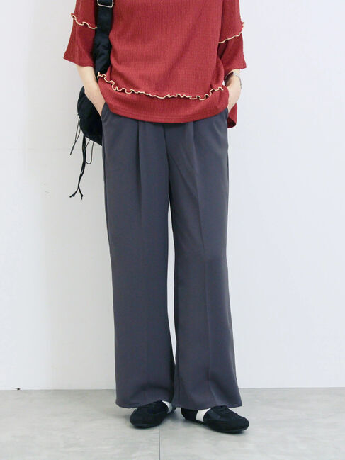 Samansa Mos2 blue「ストレートイージーパンツ」|その他|チャコールグレー