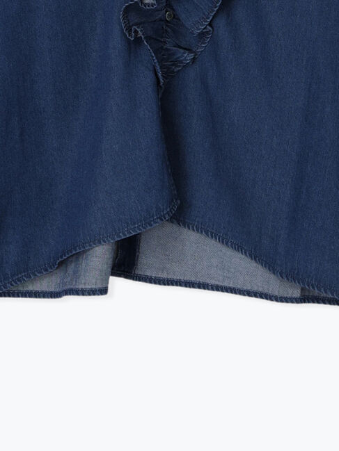 Samansa Mos2 blue「【ECO DENIM 】フリルブラウス」|シャツ・ブラウス|
