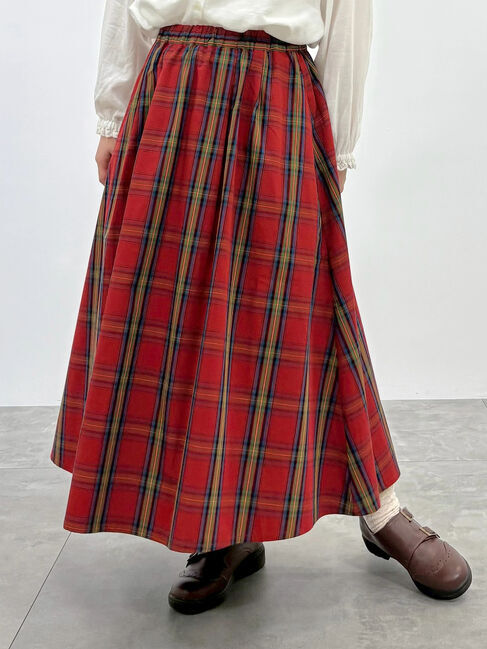 Samansa Mos2「柄アソートタックスカート」|スカート|レッド
