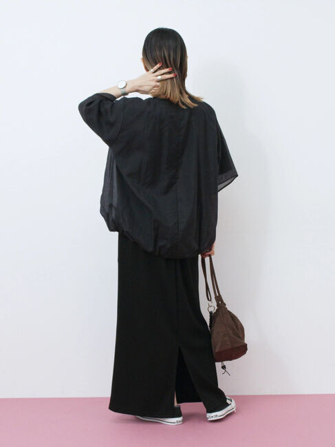 Samansa Mos2 blue「裾バルーンTシャツ」|Tシャツ・カットソー|