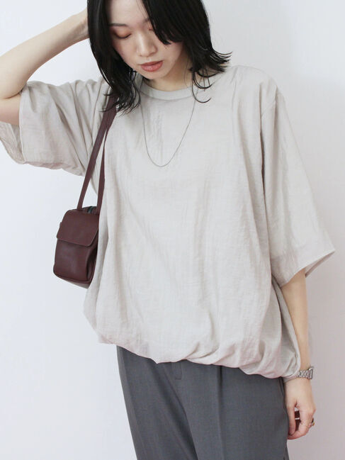 Samansa Mos2 blue「裾バルーンTシャツ」|Tシャツ・カットソー|