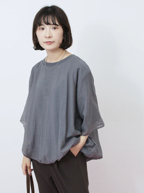 Samansa Mos2 blue「裾バルーンTシャツ」|Tシャツ・カットソー|