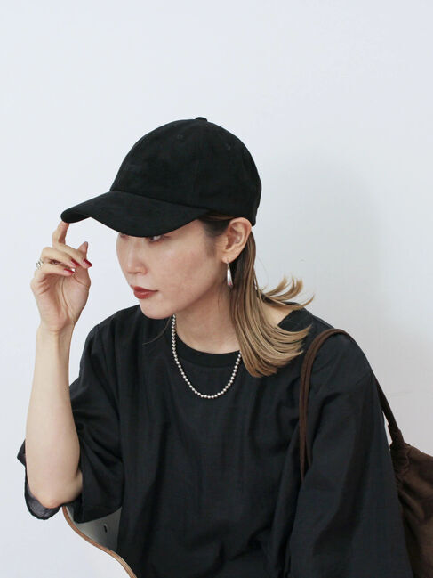 Samansa Mos2 blue「スエードロゴ刺繍キャップ」|その他|