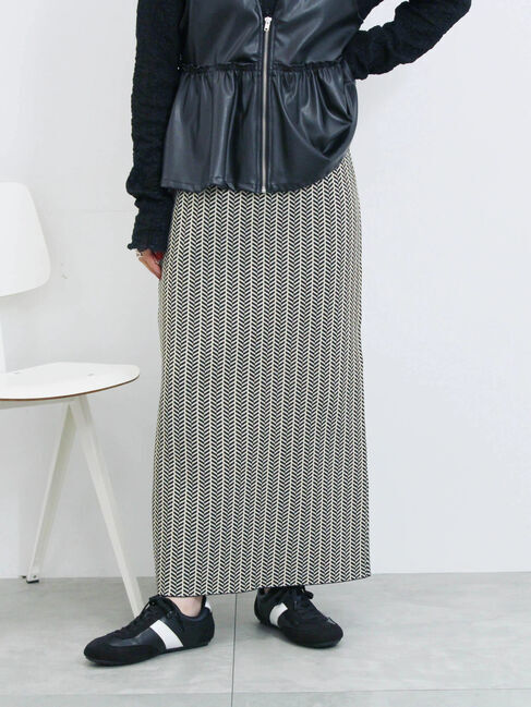 Samansa Mos2 blue「ニットストレートスカート」|スカート|