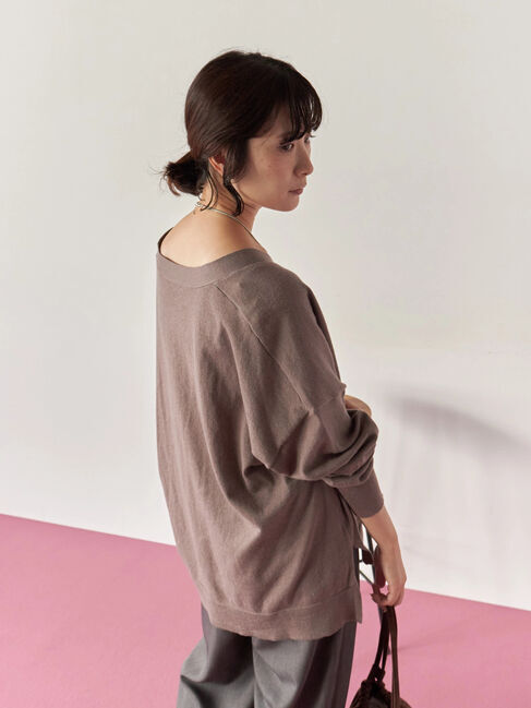 Samansa Mos2 blue「マルチスタイルVネックカーディガン」|カーディガン|