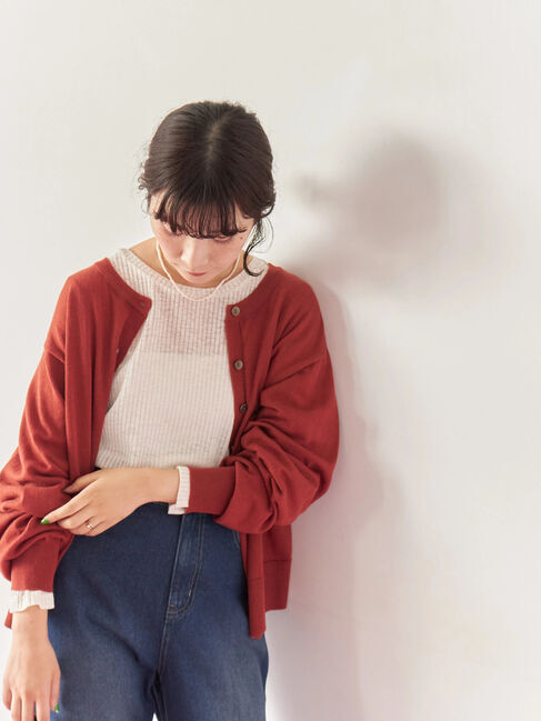 Samansa Mos2 blue「マルチスタイル前後2wayクルーネックカーディガン」|カーディガン|