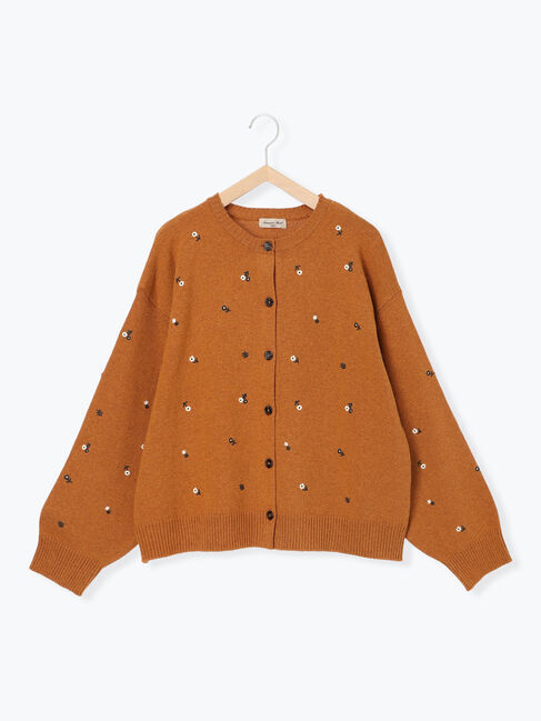 Samansa Mos2「花柄総刺繍ニットカーディガン」|カーディガン|