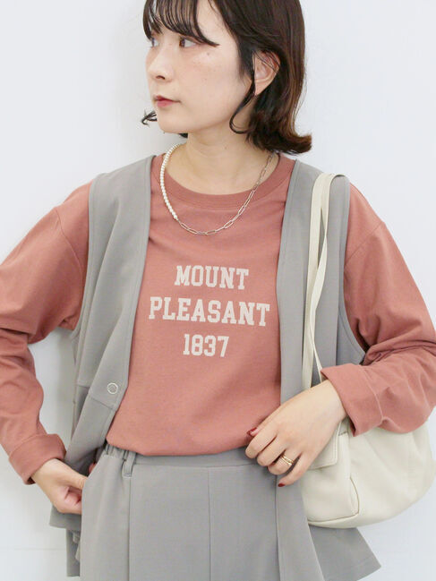 Samansa Mos2 blue「アソートプリントロンT」|Tシャツ・カットソー|ダークオレンジ