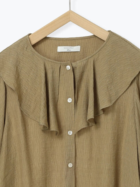 Samansa Mos2 blue「ラッフルカラーブラウス」|シャツ・ブラウス|