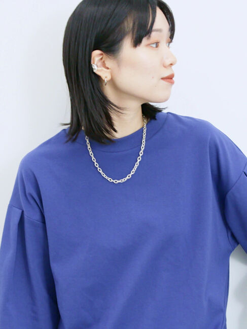 Samansa Mos2 blue「ポンチ袖タックプルオーバー」|Tシャツ・カットソー|