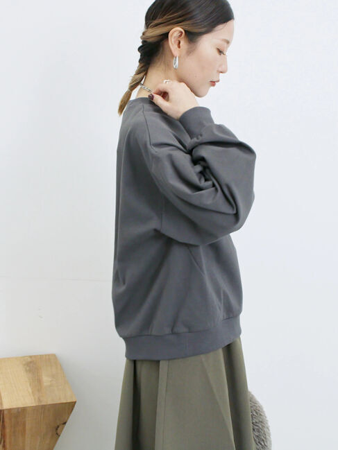 Samansa Mos2 blue「ポンチ袖タックプルオーバー」|Tシャツ・カットソー|