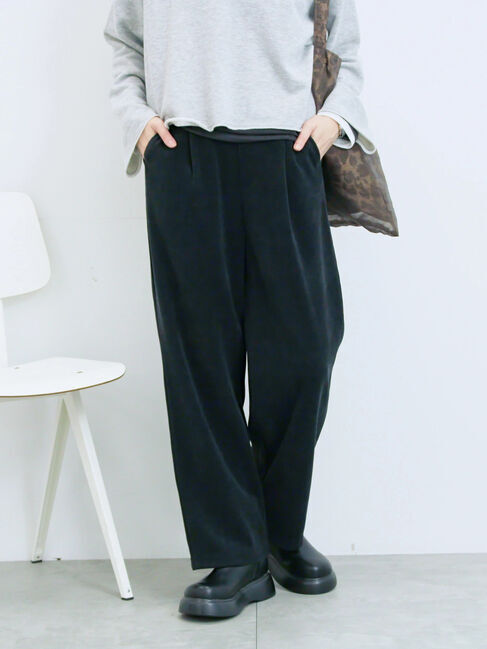 Samansa Mos2 blue「カットコールストレートパンツ」|その他|ブラック