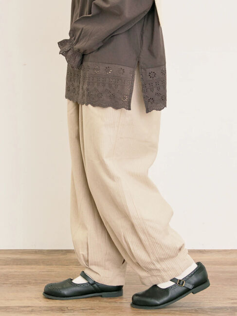 Samansa Mos2「ストライプツイル裾タックパンツ」|その他|