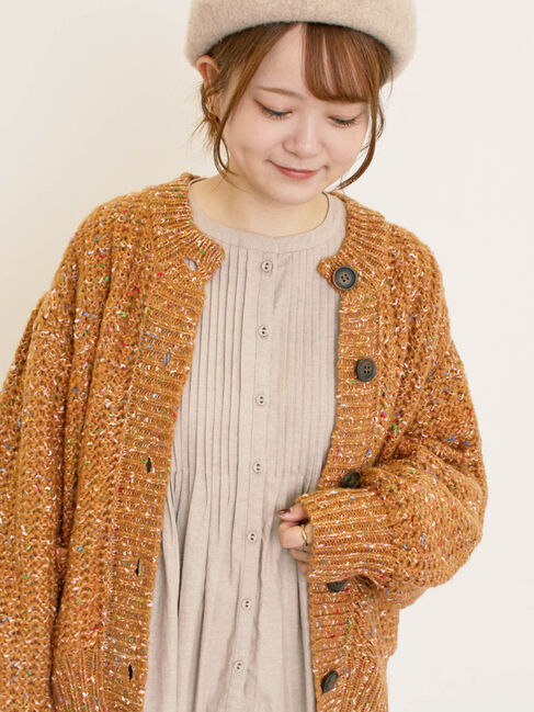 Samansa Mos2「カラーネップローゲージカーディガン」|カーディガン|ブラウン