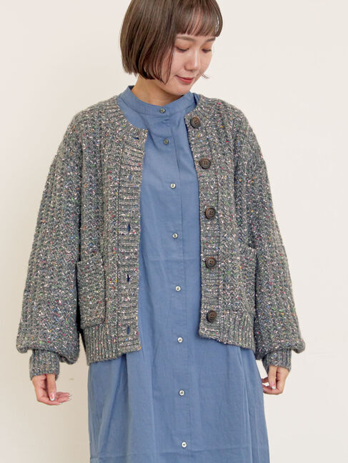 Samansa Mos2「カラーネップローゲージカーディガン」|カーディガン|チャコールグレー