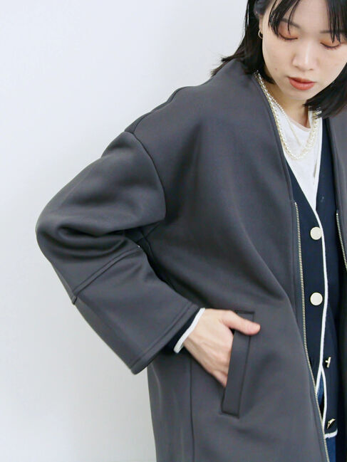 Samansa Mos2 blue「【マシンウォッシャブル】マルチスタイルボンディングブルゾン」|ブルゾン・スタジャン|