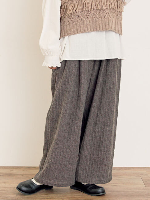 Samansa Mos2「【M/Lサイズ】ツータックゆるストレートパンツ」|その他|チャコールグレー