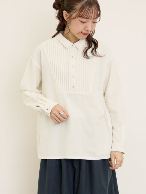 Samansa Mos2「切替ピンタックブラウス」|シャツ・ブラウス|オフホワイト