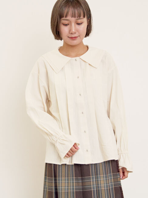 Samansa Mos2「ビッグ襟ピンタックブラウス」|シャツ・ブラウス|キナリ