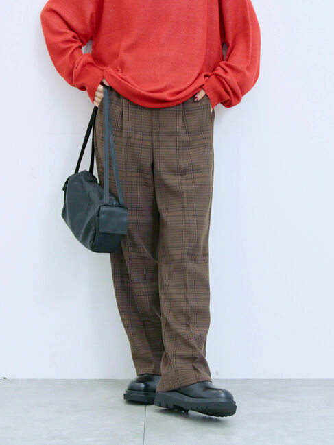 Samansa Mos2 blue「カチオン染めチェックパンツ」|その他|