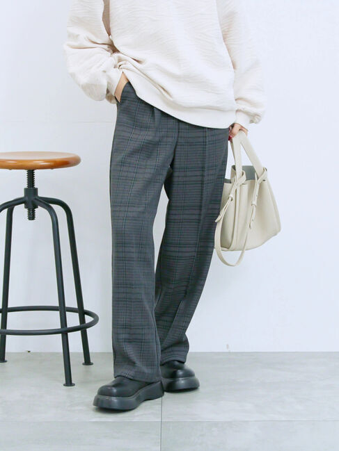 Samansa Mos2 blue「カチオン染めチェックパンツ」|その他|