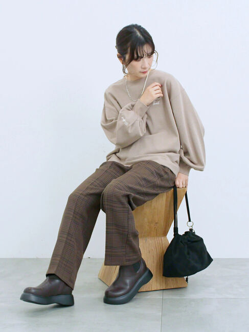 Samansa Mos2 blue「カチオン染めチェックパンツ」|その他|