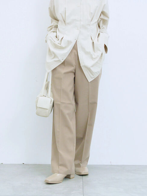 Samansa Mos2 blue「サイドタブ付きパンツ」|その他|ベージュ