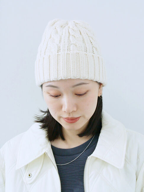 Samansa Mos2 blue「ケーブルニット帽」|その他|