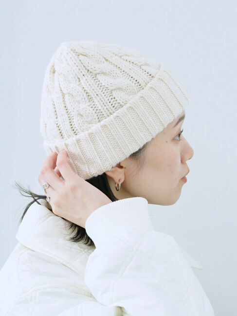 Samansa Mos2 blue「ケーブルニット帽」|その他|