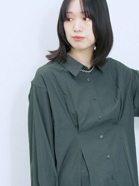 Samansa Mos2 blue「◎マットサテンタックシャツ」|シャツ・ブラウス|