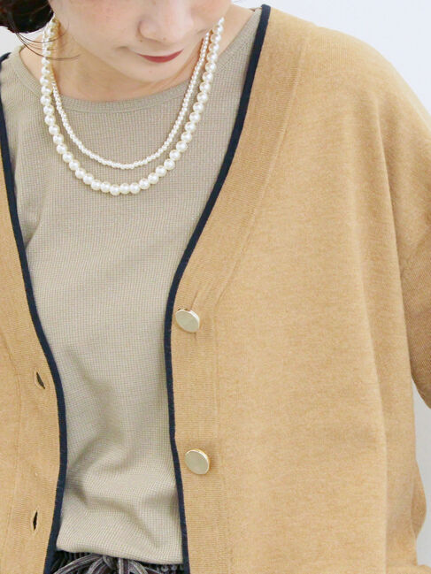 Samansa Mos2 blue「ラメリブプルオーバー」|Tシャツ・カットソー|カーキ