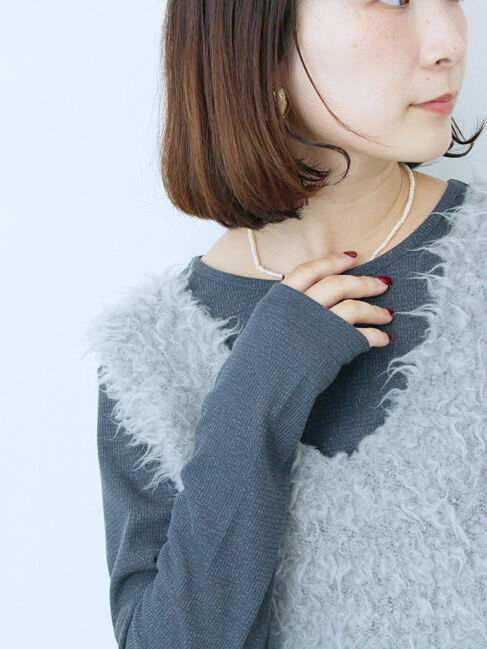 Samansa Mos2 blue「ラメリブプルオーバー」|Tシャツ・カットソー|