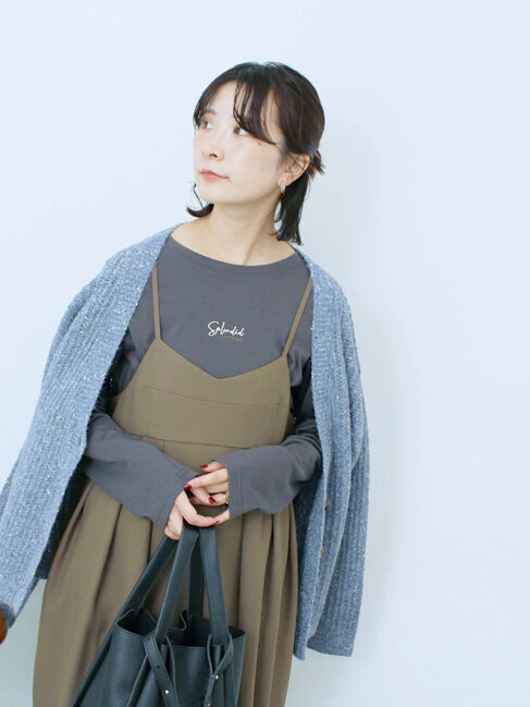 Samansa Mos2 blue「ワンポイント刺繍プルオーバー」|Tシャツ・カットソー|