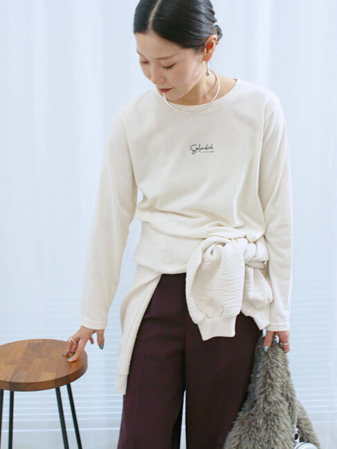 Samansa Mos2 blue「ワンポイント刺繍プルオーバー」|Tシャツ・カットソー|