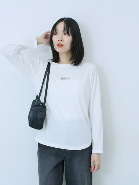 Samansa Mos2 blue「ワンポイント刺繍プルオーバー」|Tシャツ・カットソー|