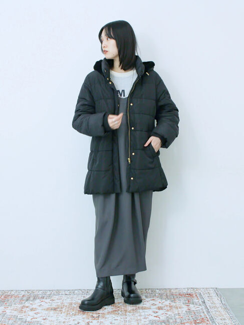 Samansa Mos2 blue「スタイルアップパデットコート」|その他|