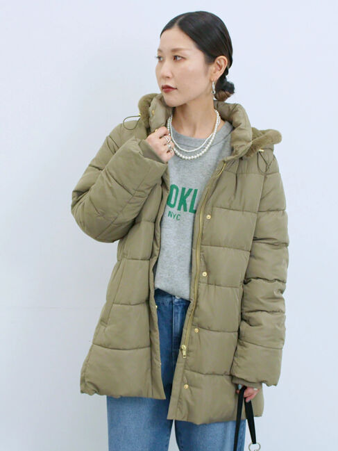 Samansa Mos2 blue「スタイルアップパデットコート」|その他|