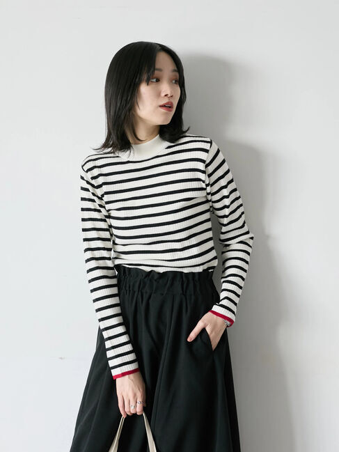 Samansa Mos2 blue「【Hug knit】リブハイネックプルオーバー」|ニット・セーター|オフホワイト