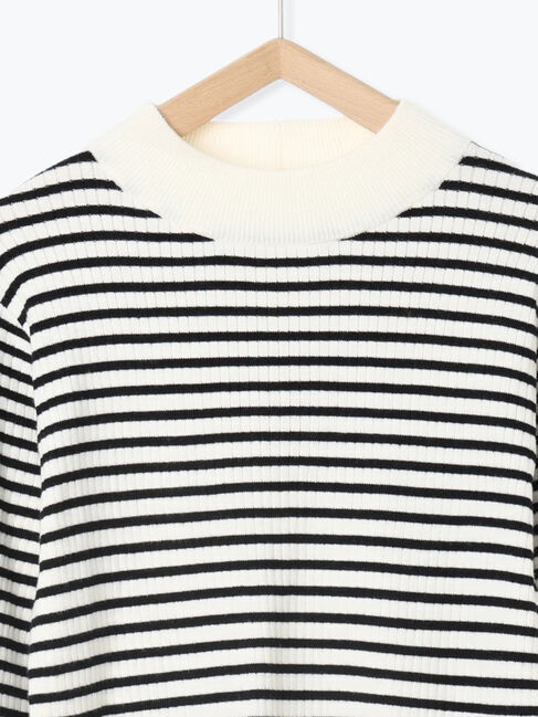 Samansa Mos2 blue「【Hug knit】リブハイネックプルオーバー」|ニット・セーター|