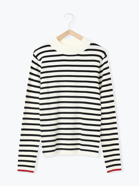 Samansa Mos2 blue「【Hug knit】リブハイネックプルオーバー」|ニット・セーター|