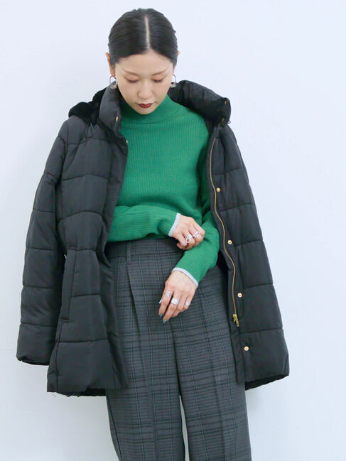 Samansa Mos2 blue「【Hug knit】リブハイネックプルオーバー」|ニット・セーター|