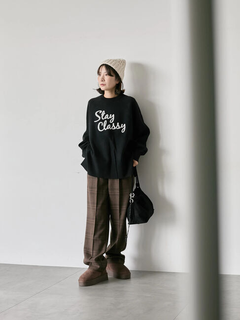 Samansa Mos2 blue「ロゴニットプルオーバー」|ニット・セーター|