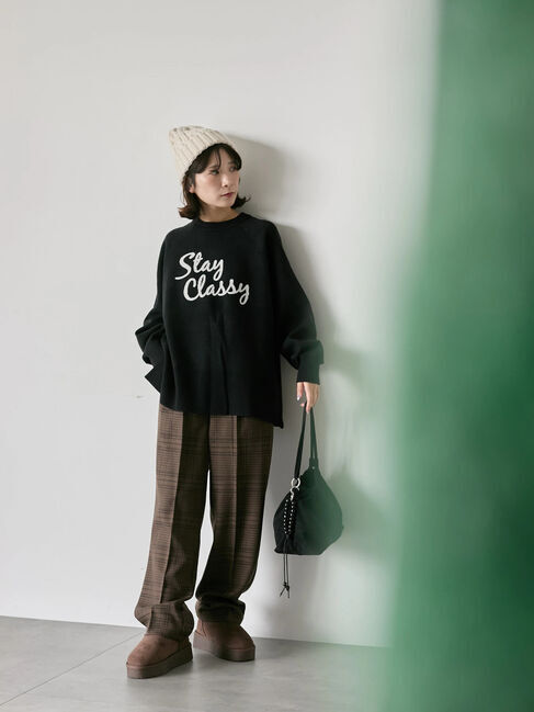 Samansa Mos2 blue「ロゴニットプルオーバー」|ニット・セーター|