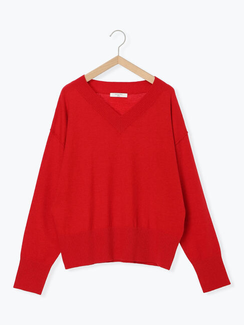 Samansa Mos2 blue「◎Vネックニットプルオーバー」|ニット・セーター|