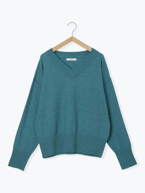 Samansa Mos2 blue「◎Vネックニットプルオーバー」|ニット・セーター|