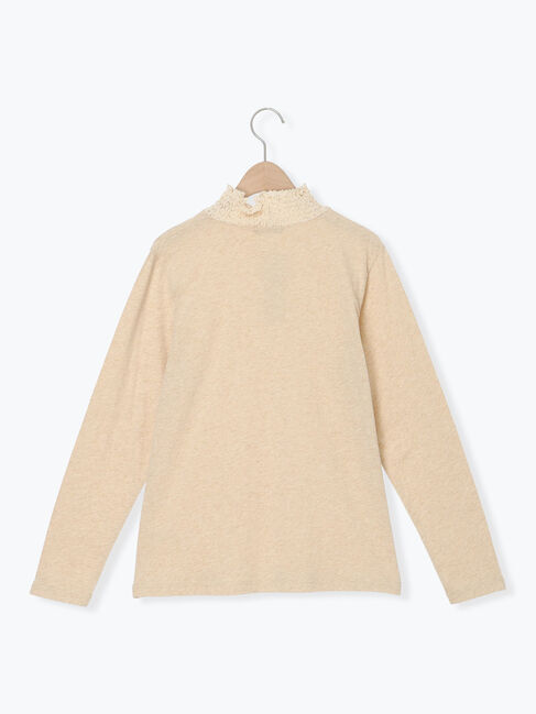 Samansa Mos2「【吸湿発熱】襟レースシャーリングカットソー」|Tシャツ・カットソー|