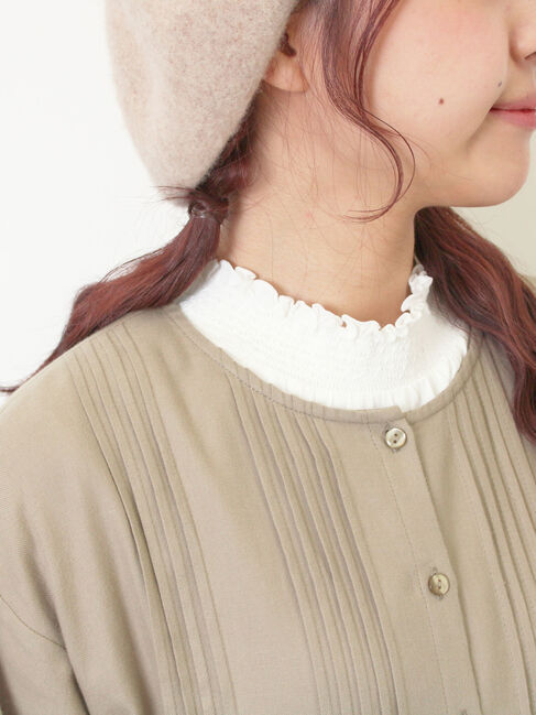 Samansa Mos2「【吸湿発熱】襟スモッキングカットソー」|Tシャツ・カットソー|オフホワイト