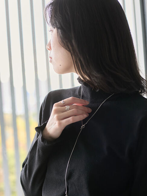 Samansa Mos2 blue「フリル衿ニットプルオーバー」|ニット・セーター|