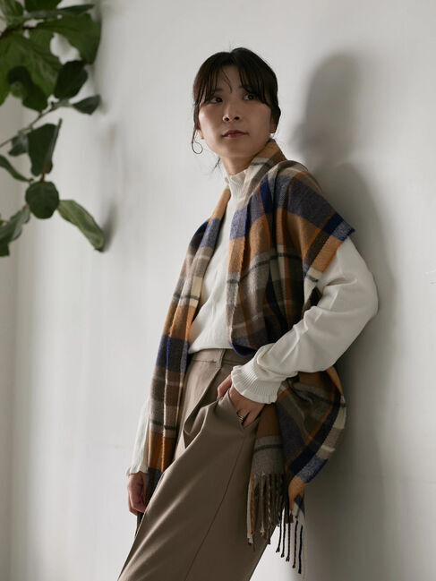 Samansa Mos2 blue「フリル衿ニットプルオーバー」|ニット・セーター|