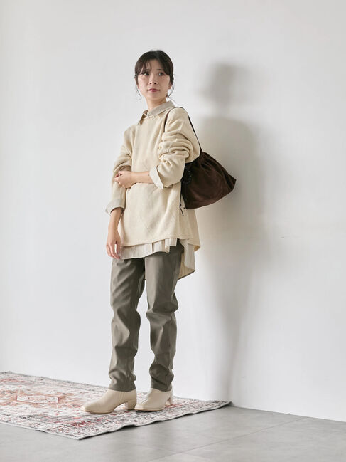 Samansa Mos2 blue「裏起毛ストレッチパンツ」|その他|